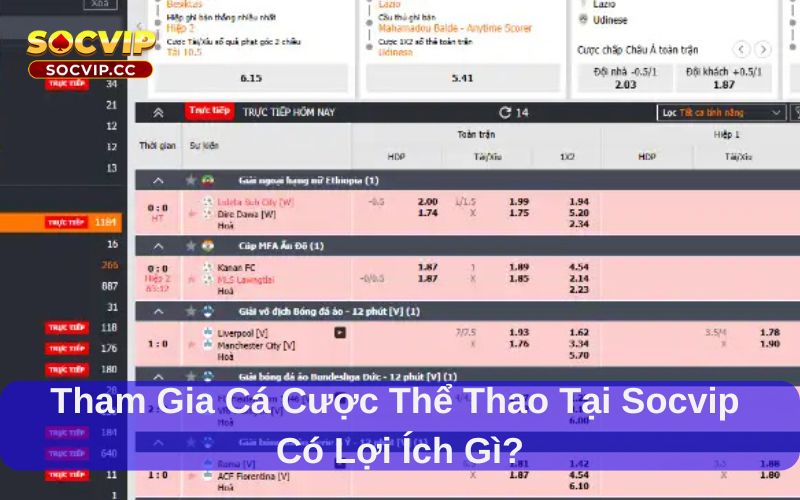 Tham gia cá cược thể thao tại socvip có lợi ích gì?